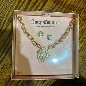 Juicy Couture Gold Heart Necklace with Earrings